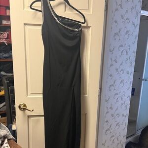 Lulu's Black One-Shoulder Dress with Silver Accents